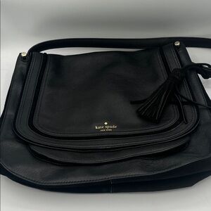 Kate Spade Black Leather Shoulder Bag with Tassel